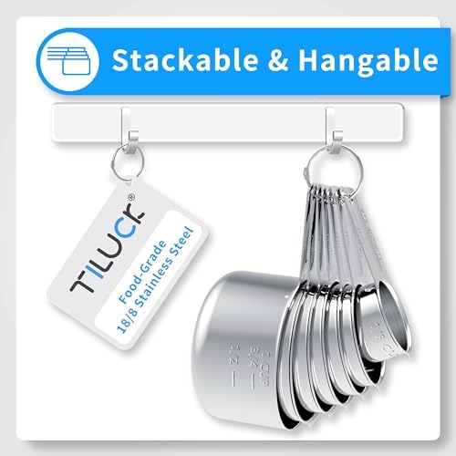 TILUCK Stainless Steel Measuring Cups & Spoons Set, Coffee Scoop Spoon