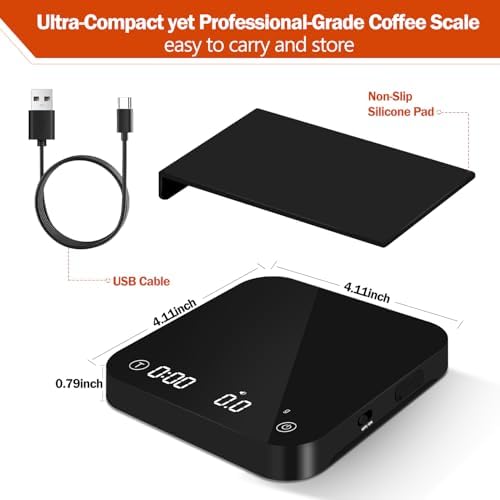 Mini Coffee Scale with Timer Automatic, 0.1g/2000g Rechargeable Precision
