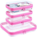 4 pcs Clear Zipper Pouches, Hard Shell Zipper Case, Makeup Organizer