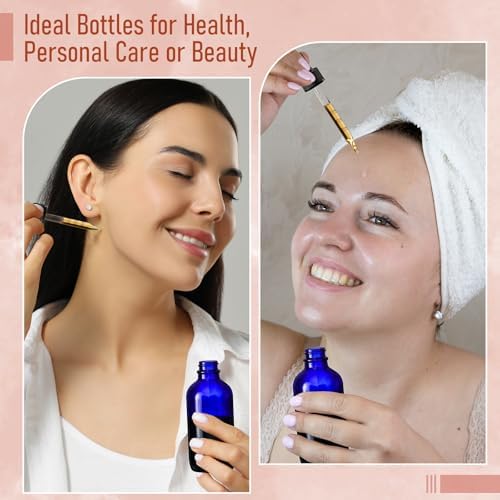 4 Pack 4oz Glass Dropper Bottles - 120ml Dark Blue Tincture Bottles with
