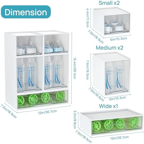 Vtopmart Stackable Storage Drawers Set of 5, Baby Bottle Organizer