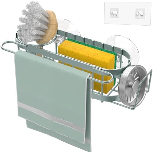 Cisily Kitchen Sink Caddy Sponge Holder in The Sink, Stainless Steel Kitchen