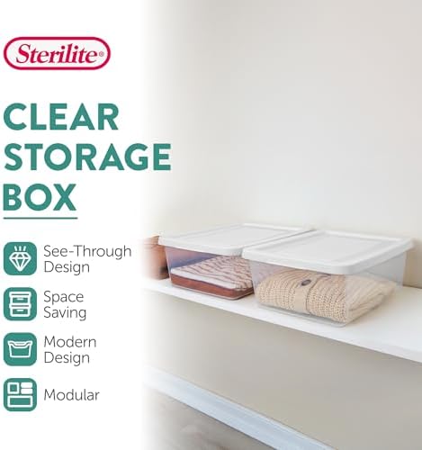 Sterilite Storage Box Stackable Tote, 12 Quart, 60 Pack