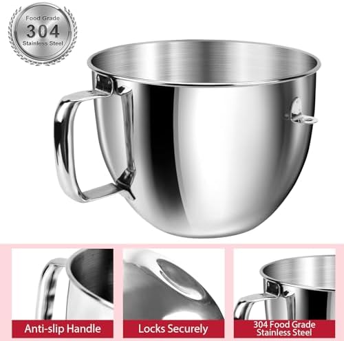 7QT Stainless Steel Mixer Bowl for Kitchenaid Stand Mixers, Kitchen Aid Mixing