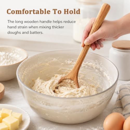 13 Inches Wooden Danish Dough Whisk, Traditional Dutch Whisk