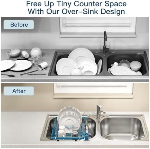 MAJALiS Blue Expandable Dish Drying Rack Over The Sink