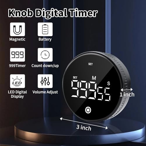 Digital Kitchen Timer, Magnetic Visual Countdown Countup Timer