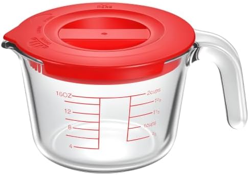 Glass Measuring Cups with Lids, 2 Cup （500ML）