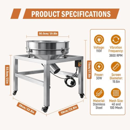Sidasu 19.6“Automatic Vibrating Sifter Machine, 40/100 Mesh