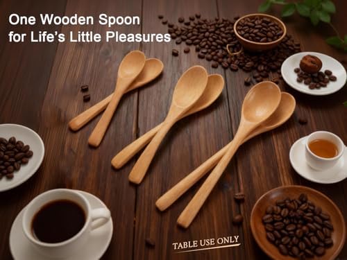 6PCS Small Wooden Spoons for Eating, 3 Sizes Wooden Teaspoons