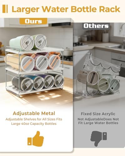 Cirhy 12" Tall 3-Tier Expandable Water Bottle Organizer – Fits 20-40 oz Stanley