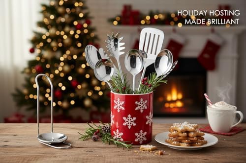 Melvvi Silver Stainless Steel Kitchen Utensils Set – 9-Piece | Non-Toxic