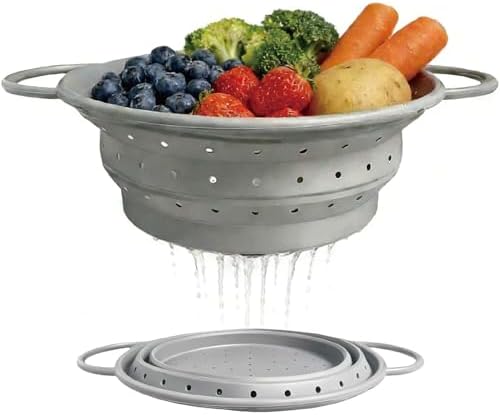 4‑Quart Silicone Collapsible Colander & Kitchen Collapsible Strainer