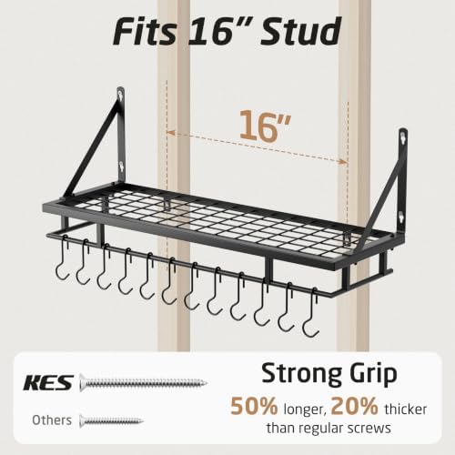KES 30-Inch Kitchen Pan Pot Rack Wall Mounted, Hanging Storage Organizer