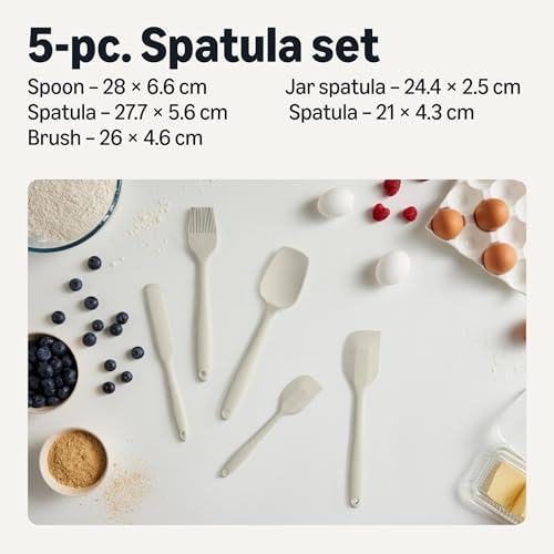 Amazon Basics Silicone Spatulas, 5-Piece Set, Heat-Resistant, Food-Grade