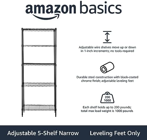Amazon Basics 5-Shelf Multipurpose Adjustable Steel Garage Shelving Unit