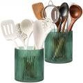 Green Utensil Holder, 6.3" Glass Kitchen Utensil Holder