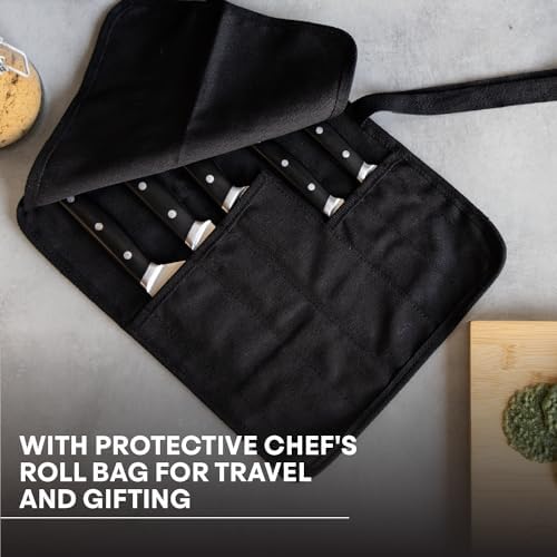 MasterChef Chef Knife Set with Bag, Knife Roll Set with 5 Professional Quality