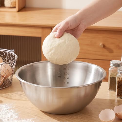 2 Pcs Stainless Steel Kitchen Colander Set Rice Washer Strainer Mixing Bowl