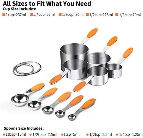 U-Taste Measuring Cups Spoons Set, 18/8 Stainless Steel