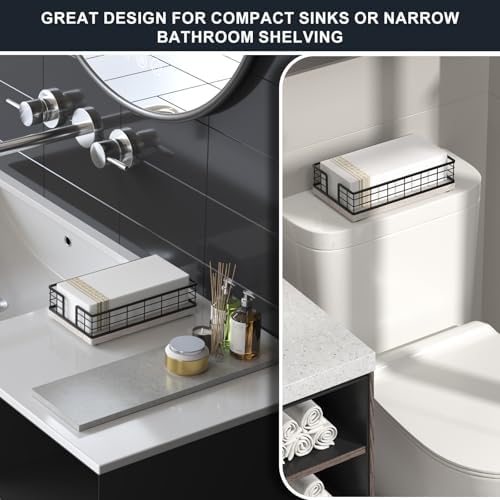 Wican Guest Towel Holder Tray for Bathroom, Ash and Iron Napkins Holder