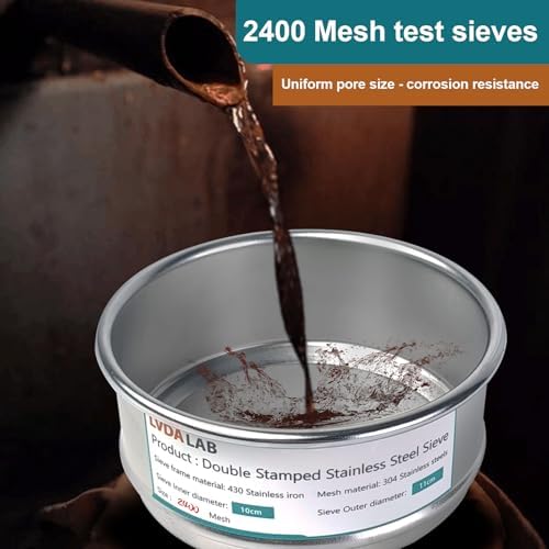 4" 304 Stainless Steel Lab Sieve, 2400 Mesh Screen Sifter