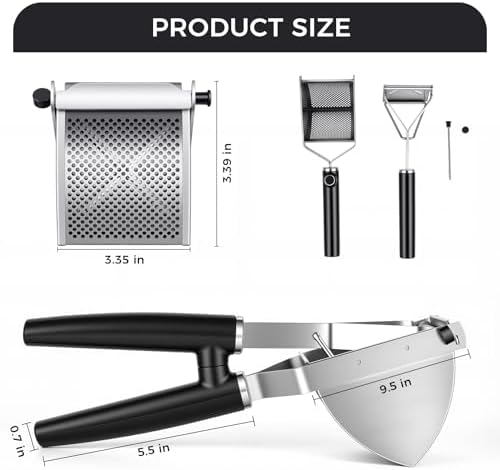 Potato Ricer Stainless Steel, Heavy Duty Potato Masher Dishwasher Safe