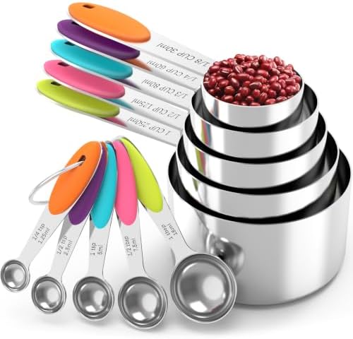 TILUCK Nesting Measuring Cups and Spoons Set, Stainless Steel