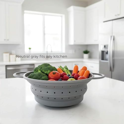 4‑Quart Silicone Collapsible Colander & Kitchen Collapsible Strainer