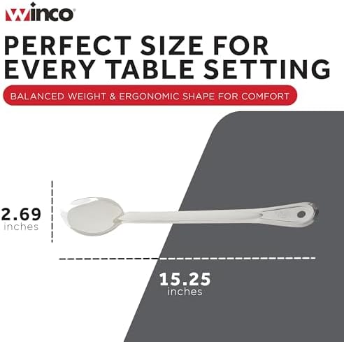 Winco 15" Stainless Steel Basting Solid Spoon