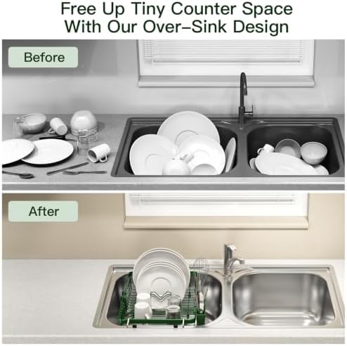 MAJALiS Green Expandable Dish Drying Rack Over The Sink