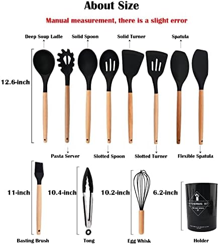 1pcs Black Silicone Wok Spatula Slotted Turner, Heat Resistant Nonstick Rubber