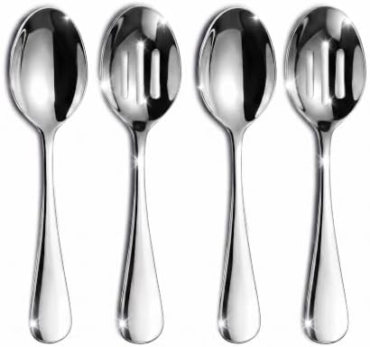 VIVANI 4-Piece Serving Spoons Set, 8.5-Inch Serving Spoon and Slotted Spoon