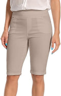Jenna Rose Women's Stretch Bermuda Shorts – 5-Pocket, Cuffed Hem, Mid-Length