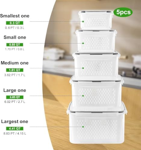 5 PCS Large Fruit storage Containers