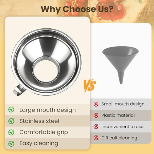 3-Piece Set of Stainless Steel Canned Funnels