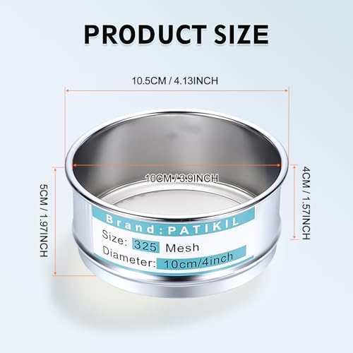 PATIKIL 325 Mesh Lab Sieve, 3.9" Diameter Sifting Screen 304 Stainless Steel