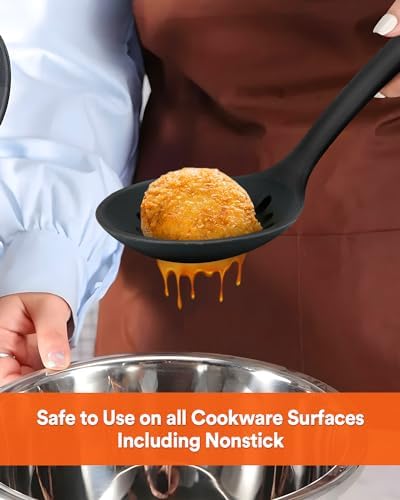 Badiano Silicone Kitchen Ladle Strainer, Large Slotted Spoon