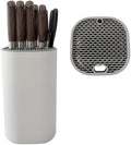 Knife Holder, Universal Knife Block without Knives Square Shape White Kitchen