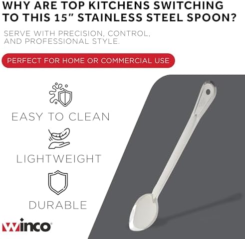 Winco 15" Stainless Steel Basting Solid Spoon