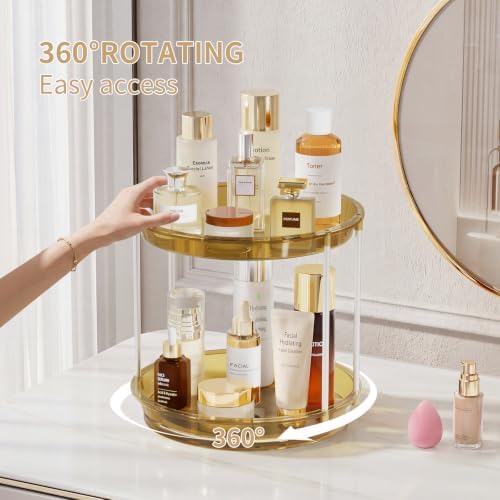 Rotating Makeup Organizer, Perfume Skincare Holder, 2 Tier 9 Inch
