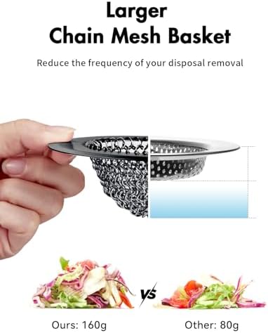 Kitchen Sink Drain Strainer, Patented Reversible Chain Mesh Basket
