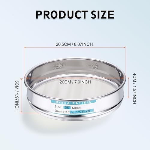 PATIKIL 50 Mesh Lab Sieve, 7.9" Diameter Sifting Screen 304 Stainless Steel