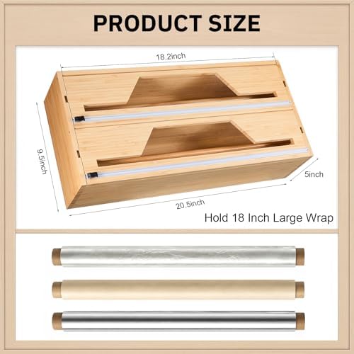 Wesiti 18 Inch Large Plastic Wrap Organizer & Dispenser