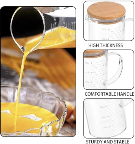Glass Pitcher with Lid, 17OZ/500ML Glass Pitchers with Handle and Lid