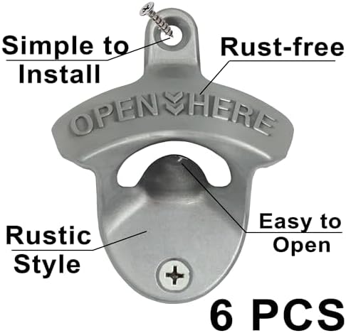 Antique Silver Wall Mount Bottle Cap Opener Stainless, Vintage Beer Opener Post
