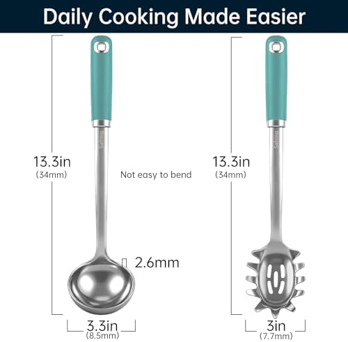 Safring Stainless Steel Soup Ladle and Spaghetti Spoon Set, Heat Resistant
