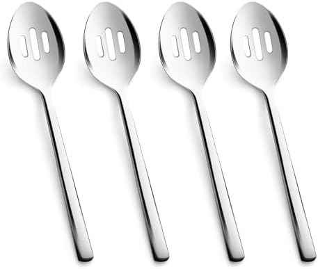 KINGSTONE 18/10 Stainless Steel Slotted Serving Spoons 4 Piece Sets
