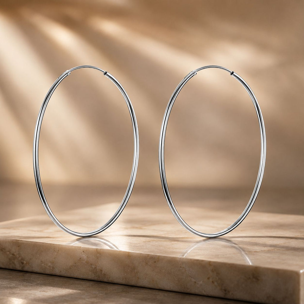 925 Sterling Silver Plated White Gold Earrings 3.0cm for Women