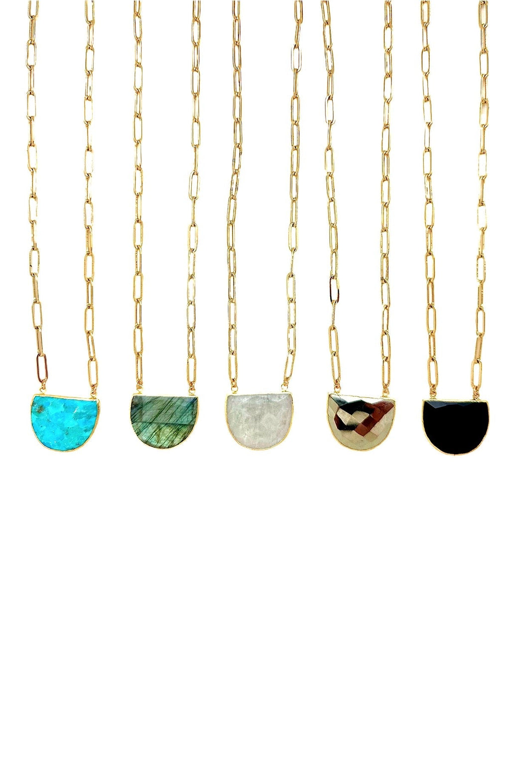 Half Moon Gemstone Necklace +5 stones